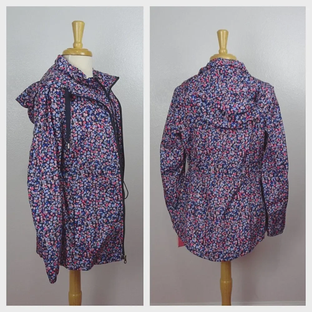 Kate Spade Packable Anorak Utility Jacket Park Ave Floral Double Zip NWT XS